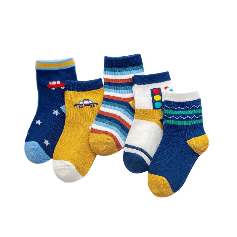 Colourful Socks for Kids, Crew length, Soft Pure Cotton, Lightweight & Breathable, 1 to 9 Years, Pack of 5, Designer socks - Image 7