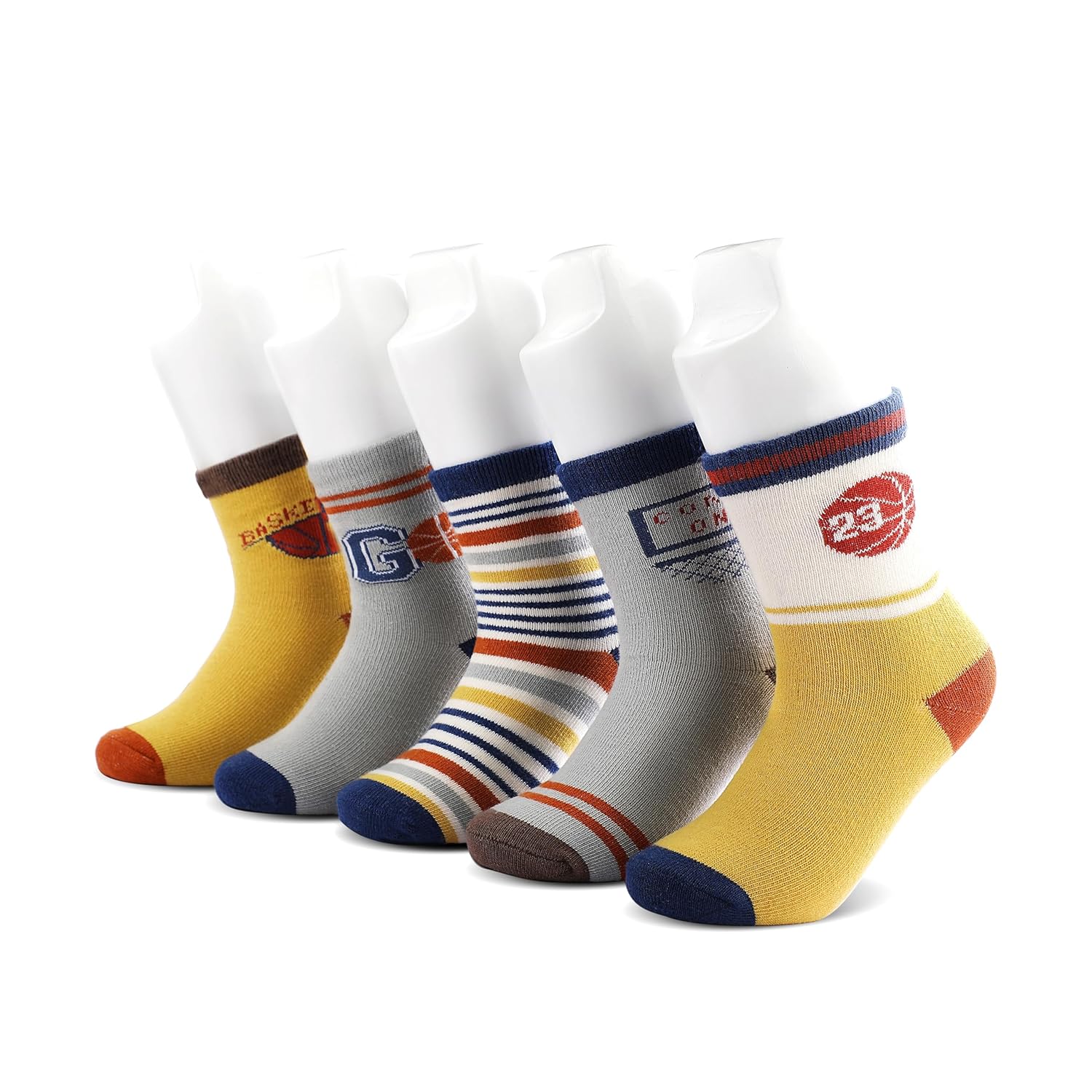 Colourful Socks for Kids, Crew length, Soft Pure Cotton, Lightweight & Breathable, 1 to 9 Years, Pack of 5, Designer socks - Image 6