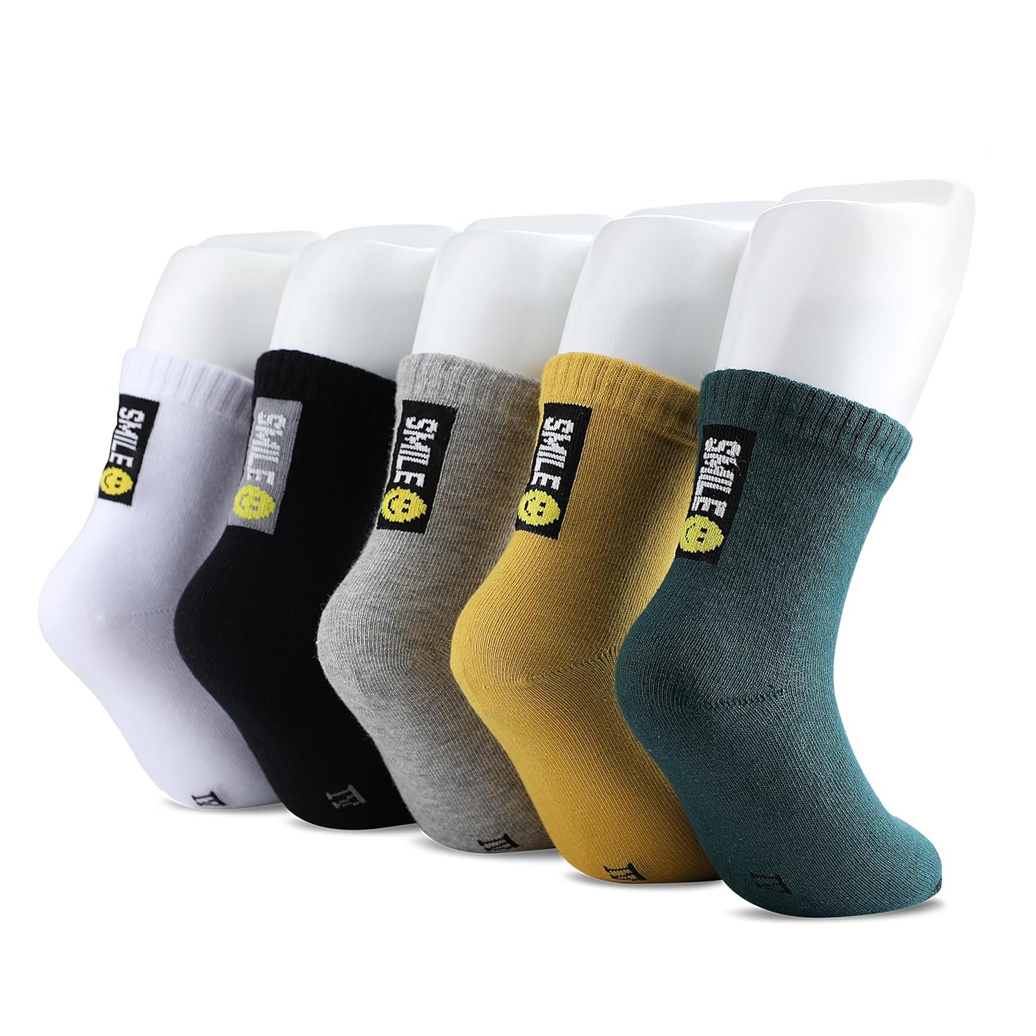 Colourful Socks for Kids, Crew length, Soft Pure Cotton, Lightweight & Breathable, 1 to 9 Years, Pack of 5, Designer socks - Image 8