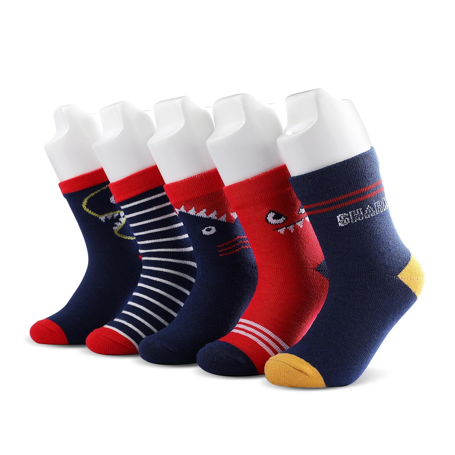 Colourful Socks for Kids, Crew length, Soft Pure Cotton, Lightweight & Breathable, 1 to 9 Years, Pack of 5, Designer socks - Image 2