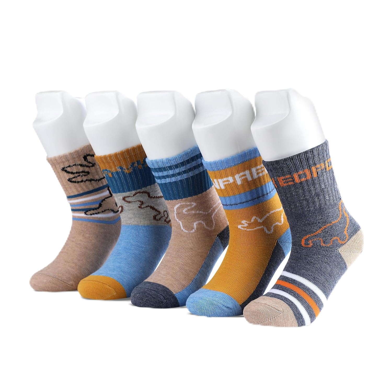 Colourful Socks for Kids, Crew length, Soft Pure Cotton, Lightweight & Breathable, 1 to 9 Years, Pack of 5, Designer socks - Image 9