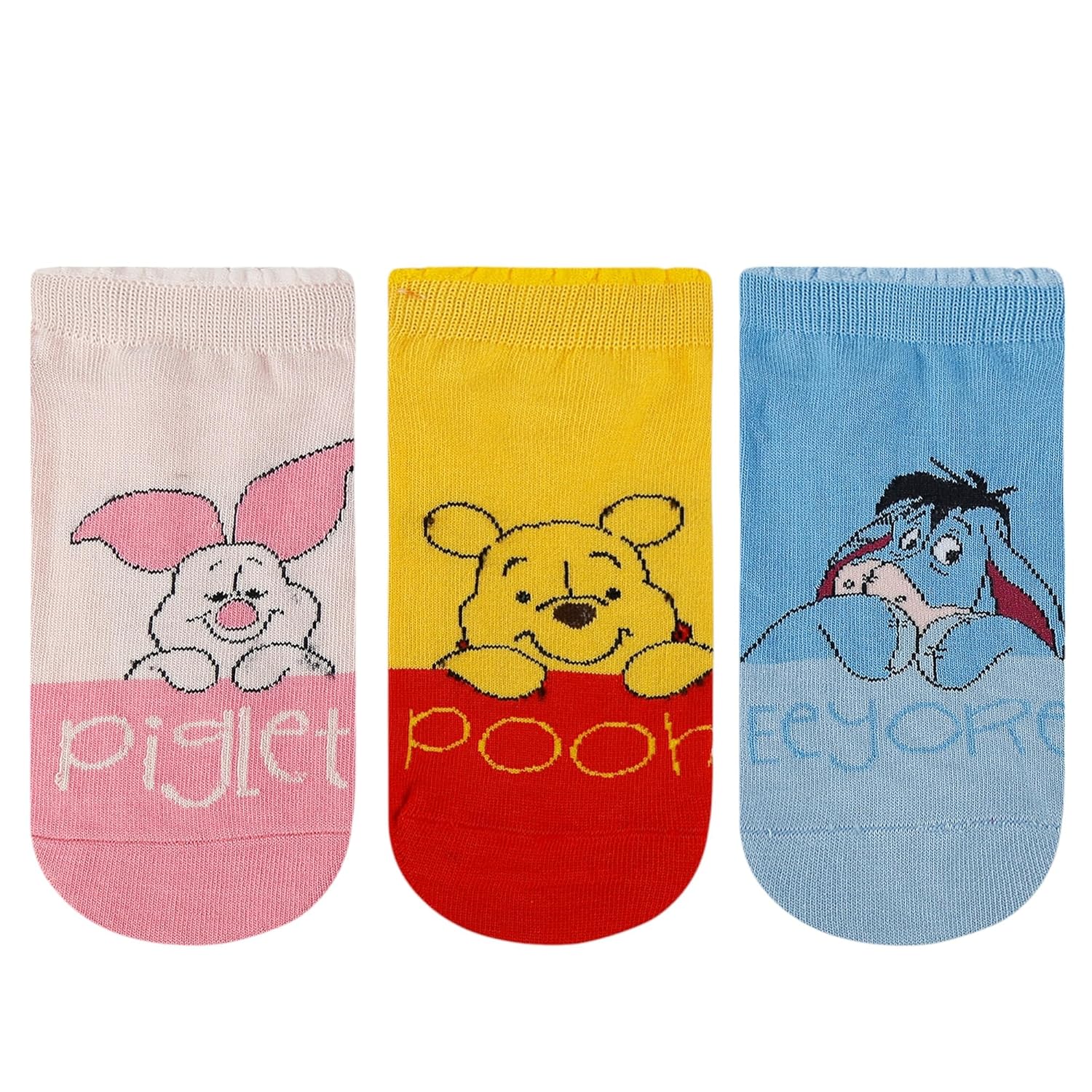 SocksXpress Disney Winnie the Pooh Character Lowcut/Ankle length socks for Women (Pack of 3 Pairs)(Free Size) White, Black, Grey|Made with 100% Cotton & Spandex - Image 2